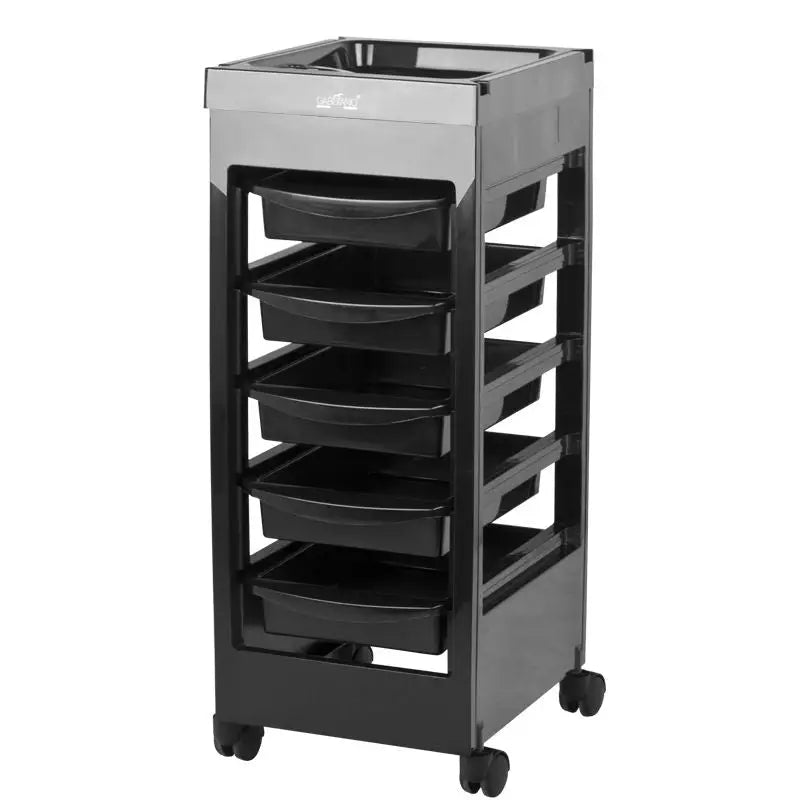 Schwarzer Gabbiano Friseurwagen 048a mit Schubladen, rollbar für Salonbedarf