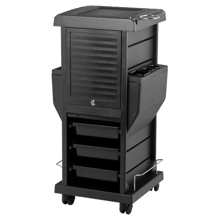 Schwarzer fahrbarer Friseursalontrolley Gabbiano 100c für professionelle Nutzung