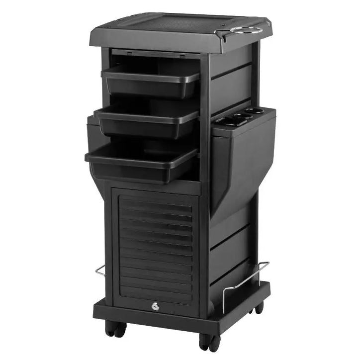 Schwarzer Rollwagen für Friseurumgebung, Gabbiano Friseurwagen 100c Schwarz