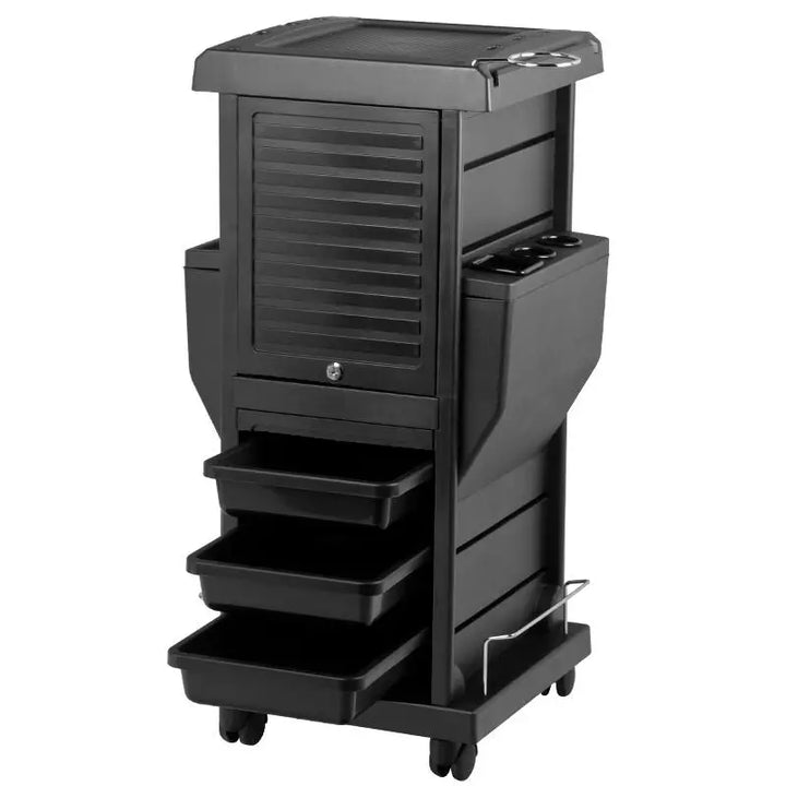 Schwarzer Gabbiano Friseurwagen 100c mit Rollen für professionelle Haartools