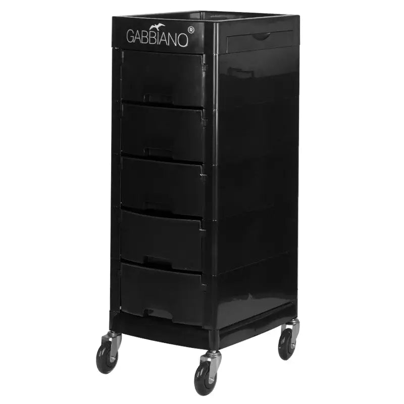 Schwarzer Friseurwagen Gabbiano FT65-A mit Schubladen und Rollen