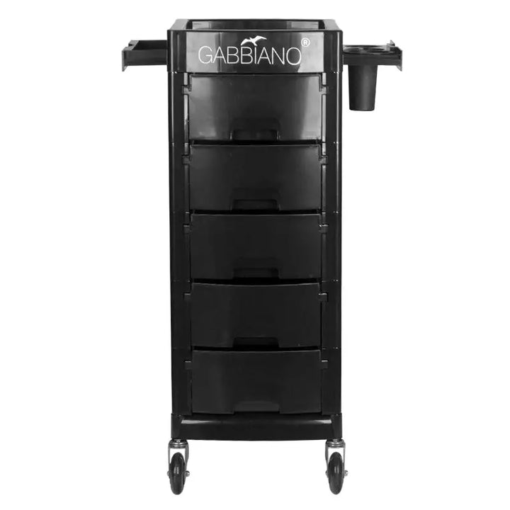 Schwarzer Friseursalonwagen Gabbiano FT65-A mit Schubladen und Rollen