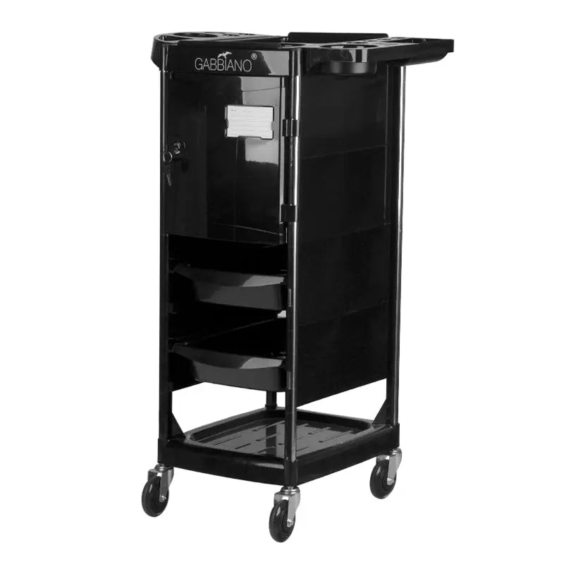 Schwarzer Rollwagen für Friseursalon Gabbiano FX10C Black auf Rollen
