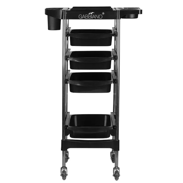 Schwarzer Friseursalonwagen Gabbiano FX11-2 mit vier Ablagen, robustes Design