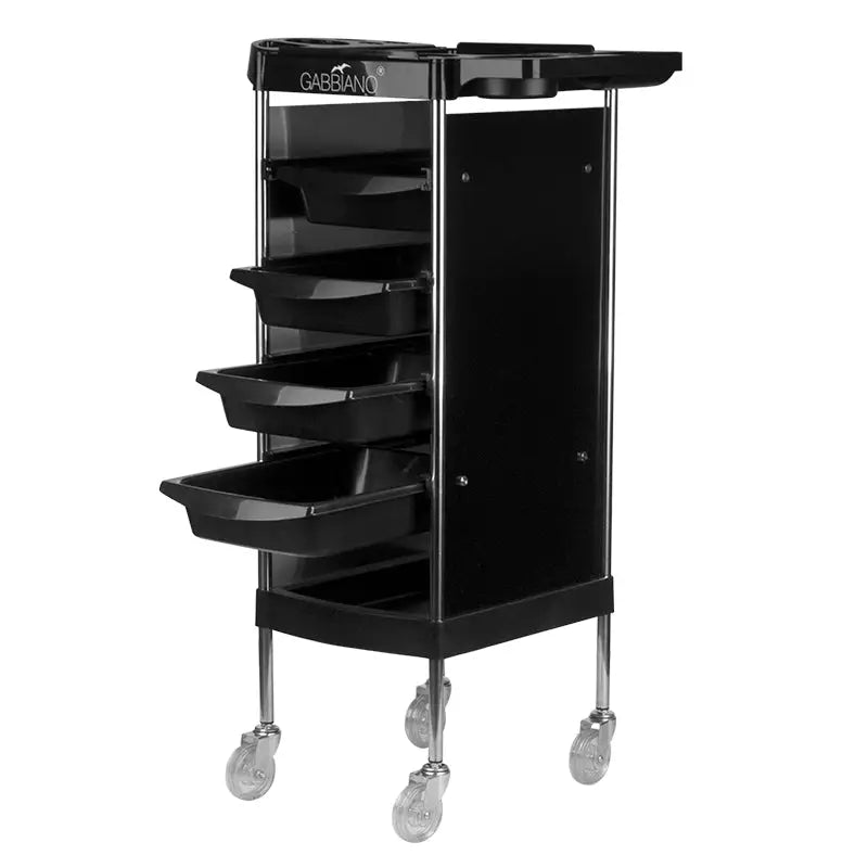 Schwarzer Gabbiano Friseurwagen FX11-B mit Schubladen für Salonzubehör