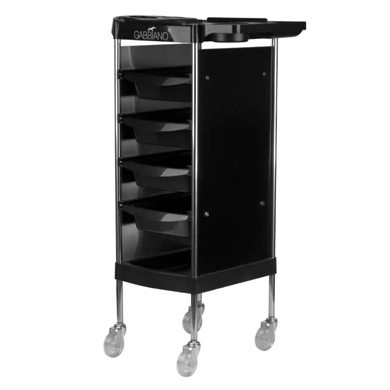Schwarzer Gabbiano Friseurwagen FX11-B mit Schubladen und Rädern