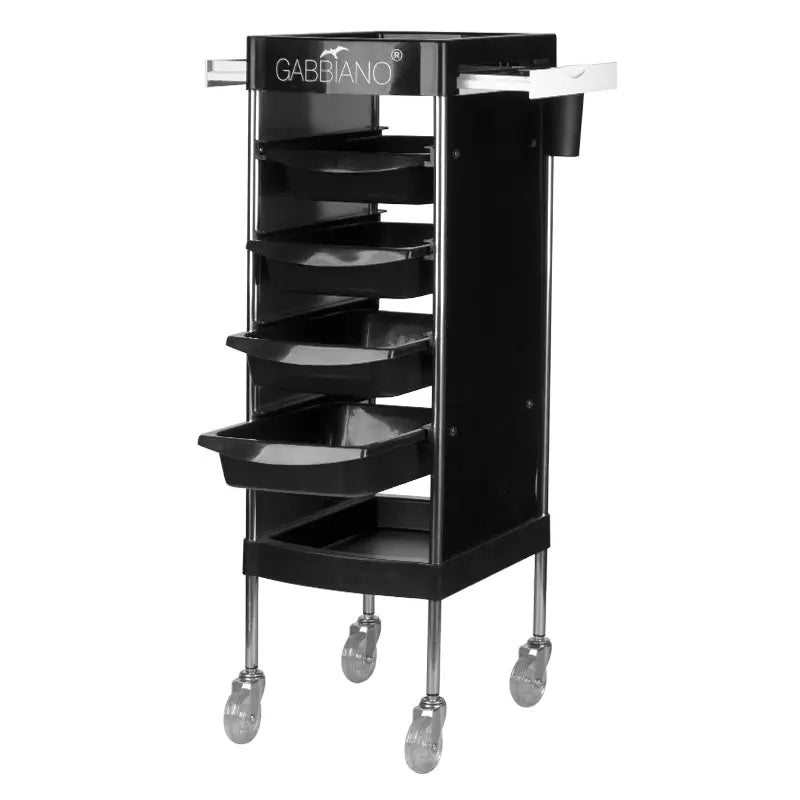 Schwarzer Friseurwagen Gabbiano FX11F mit Schubladen und Rollen