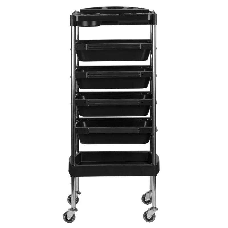 Schwarzer Gabbiano Friseurwagen FX7 mit Rollen und Stauraum