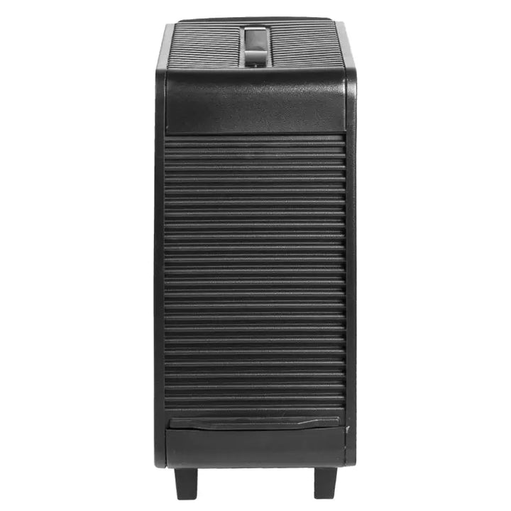 Schwarzer rollbarer Gabbiano Friseurwagen mit Rolltor für professionelle Friseure