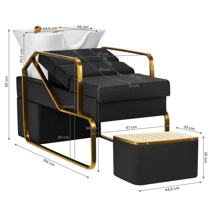 Gabbiano Friseurwaschanlage Diana Gold Schwarz - Friseur-Waschbecken