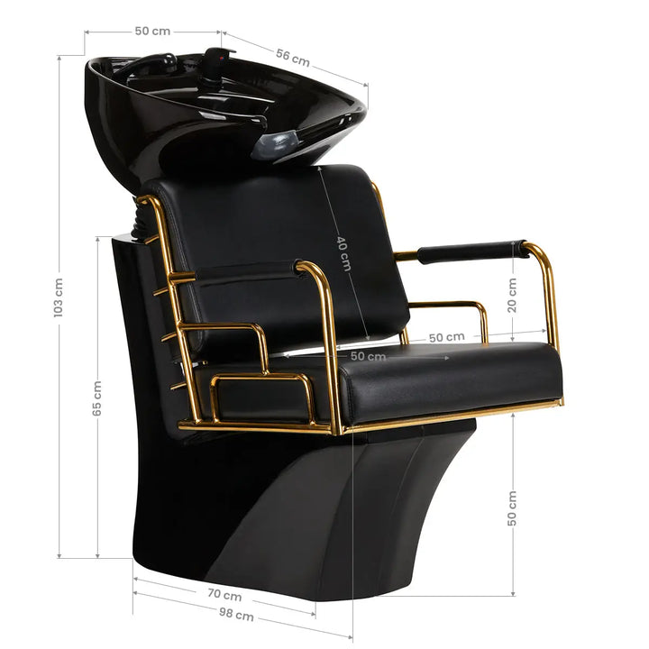 Gabbiano Friseurwaschanlage Prato Gold - Schwarz - Friseur-Waschbecken