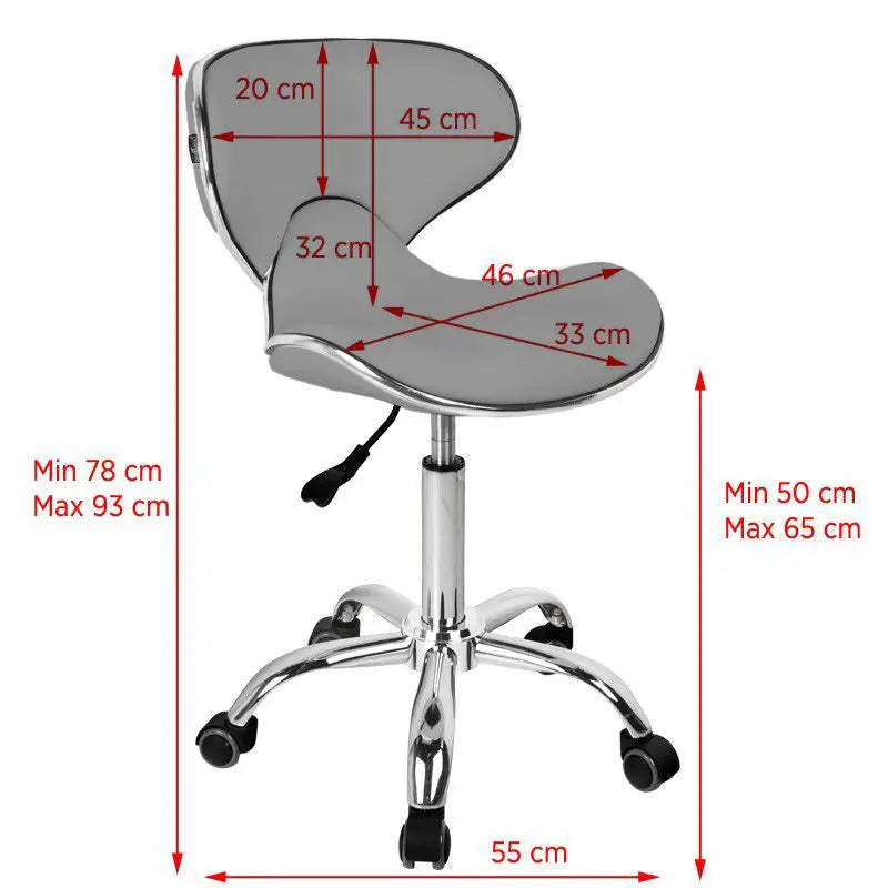 Gabbiano Kosmetikhocker q-4599 Grau - Friseurstuhl