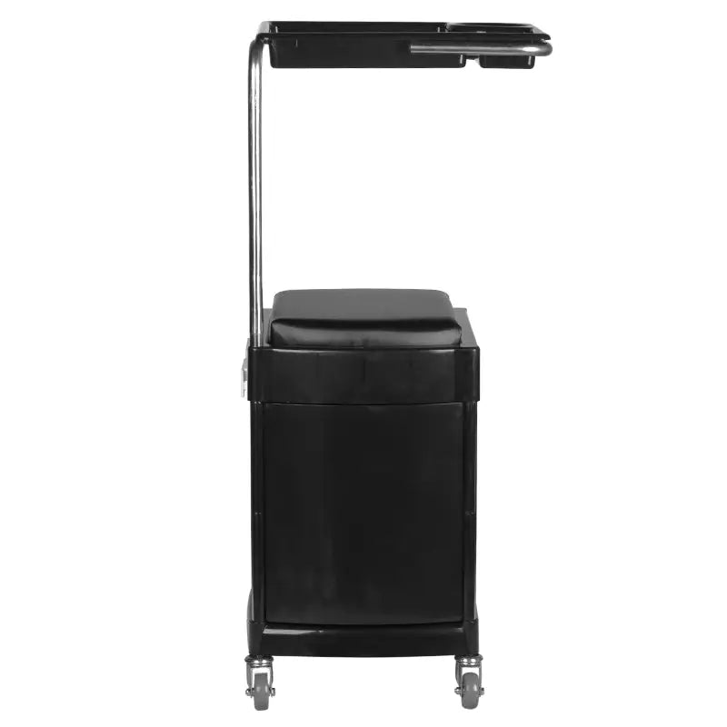 Schwarzer Rollhocker mit Ablage für Gabbiano Pediküre Wagen mit Fußablage 23 Plus