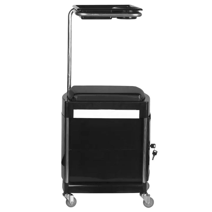 Schwarzer rolling Salonwagen Gabbiano Pediküre Wagen mit Fußablage 23 Plus