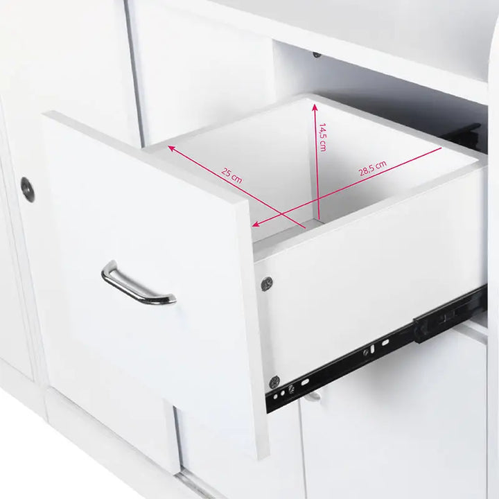 Weiße Schublade mit Maßen für Gabbiano Rezeption Theke q-0333