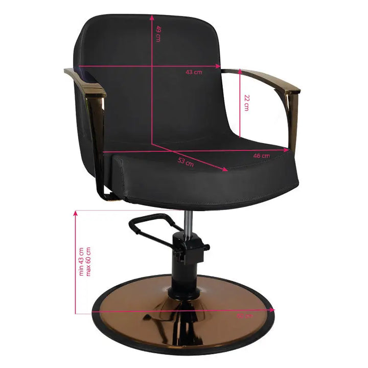 Gabbiano Styling-Stuhl Bologna Kupfer Schwarz - Friseurstuhl
