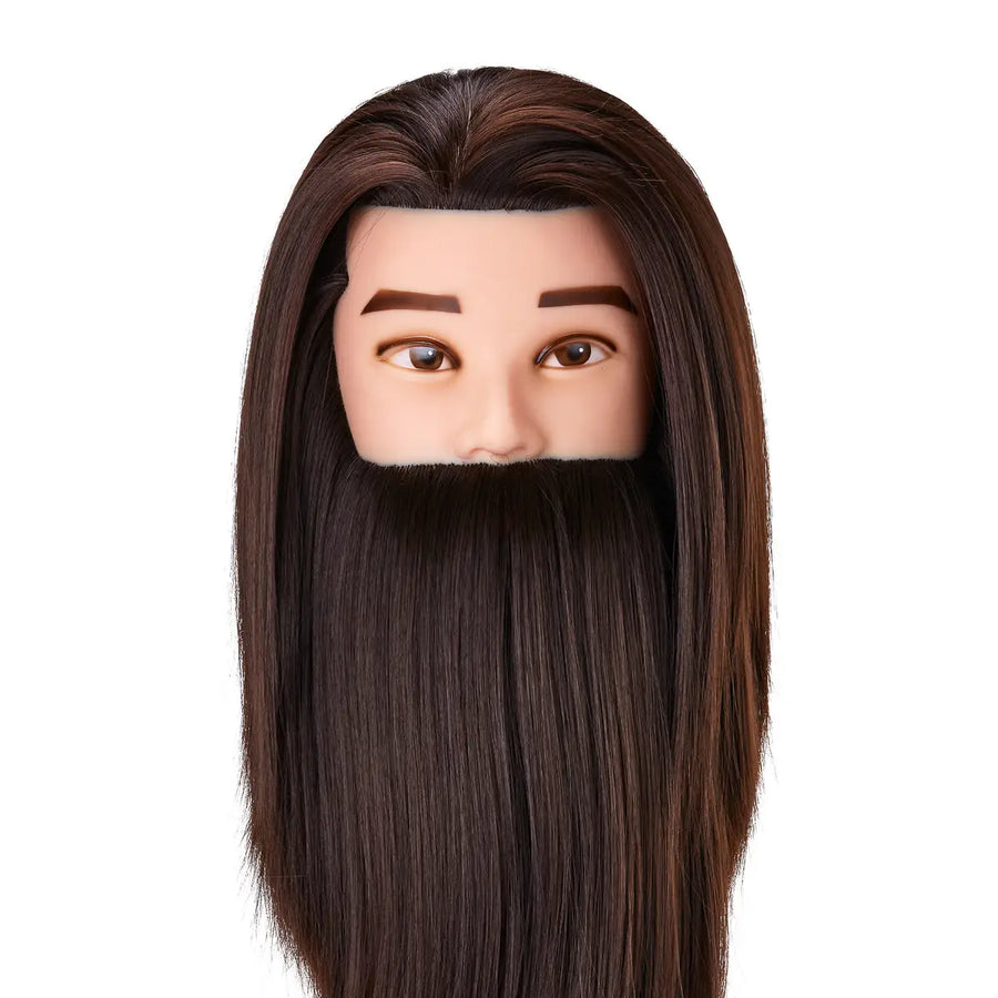 Gabbiano Trainingskopf mit Friseurbarthaar WZ4 synthetisches Haar Farbe 4# Länge 8’’ + 6’’ - Trainingskopf