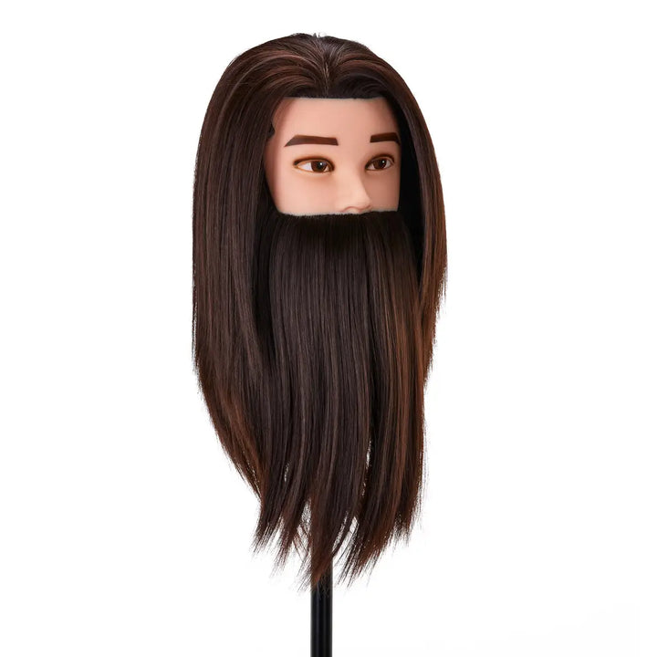 Gabbiano Trainingskopf mit Friseurbarthaar WZ4 synthetisches Haar Farbe 4# Länge 8’’ + 6’’ - Trainingskopf