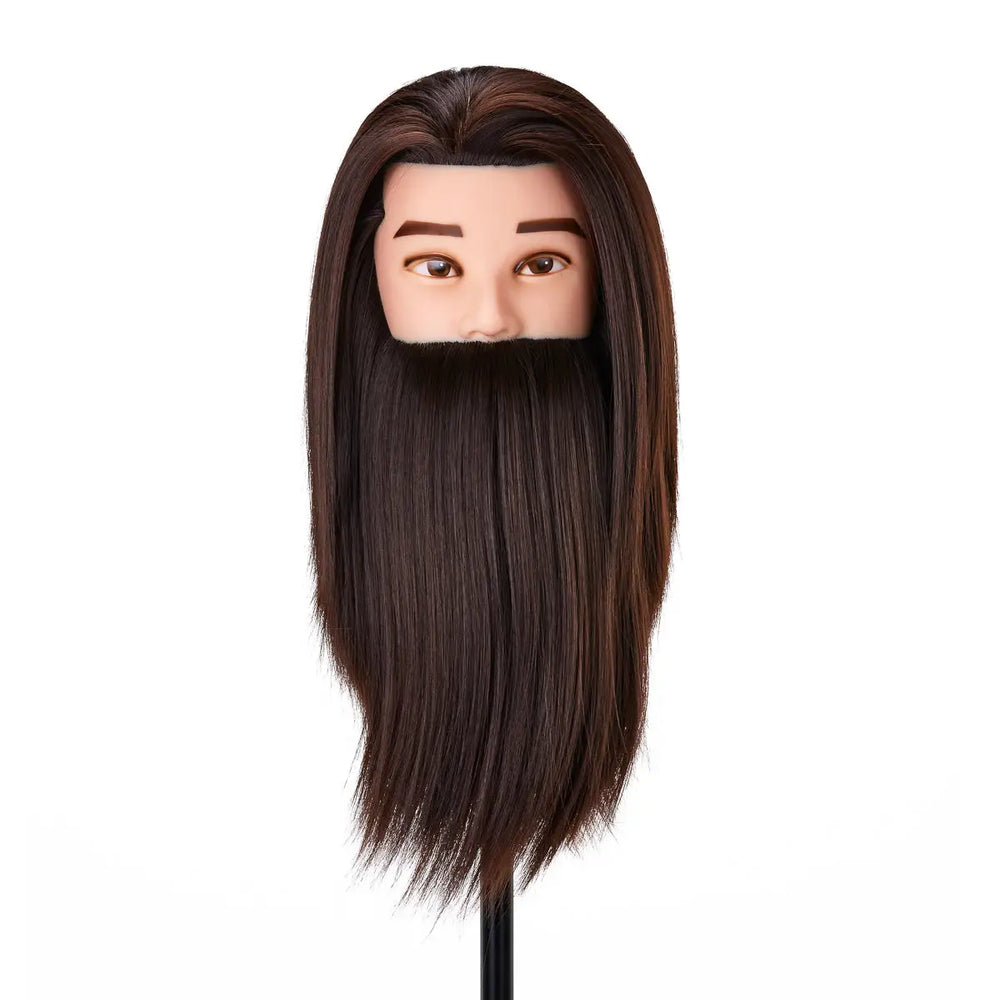 Gabbiano Trainingskopf mit Friseurbarthaar WZ4 synthetisches Haar Farbe 4# Länge 8’’ + 6’’ - Trainingskopf