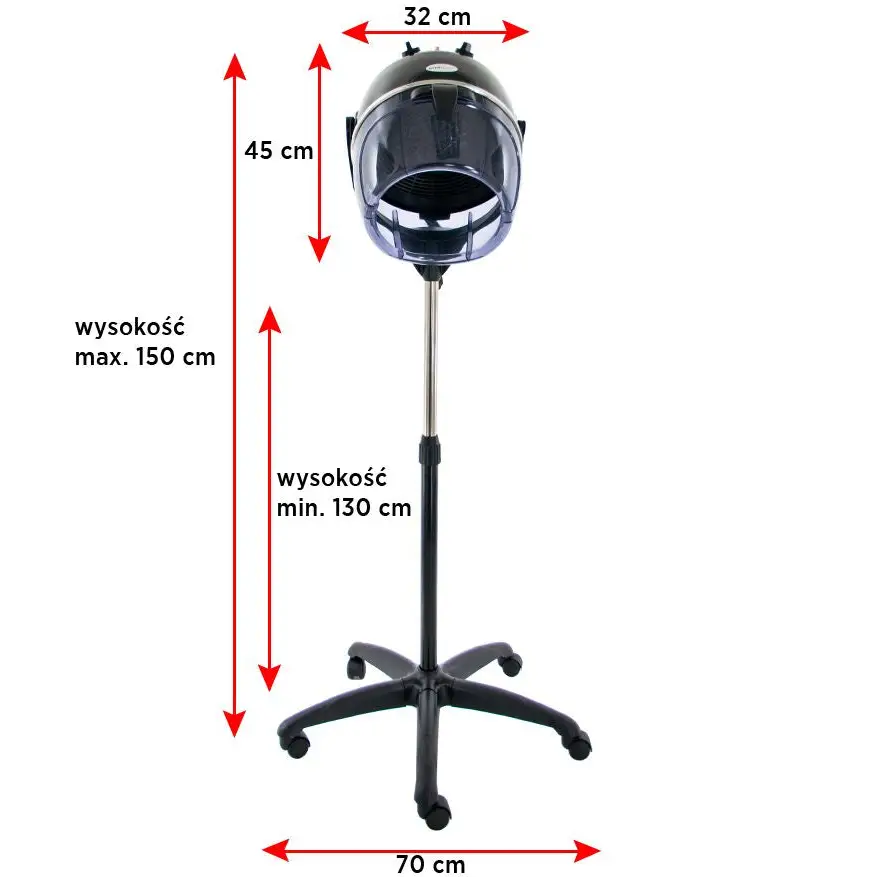 Verstellbare Salon-Haartrockner Gabbiano Trockenhaube mit Stativ li-202s Schwarz