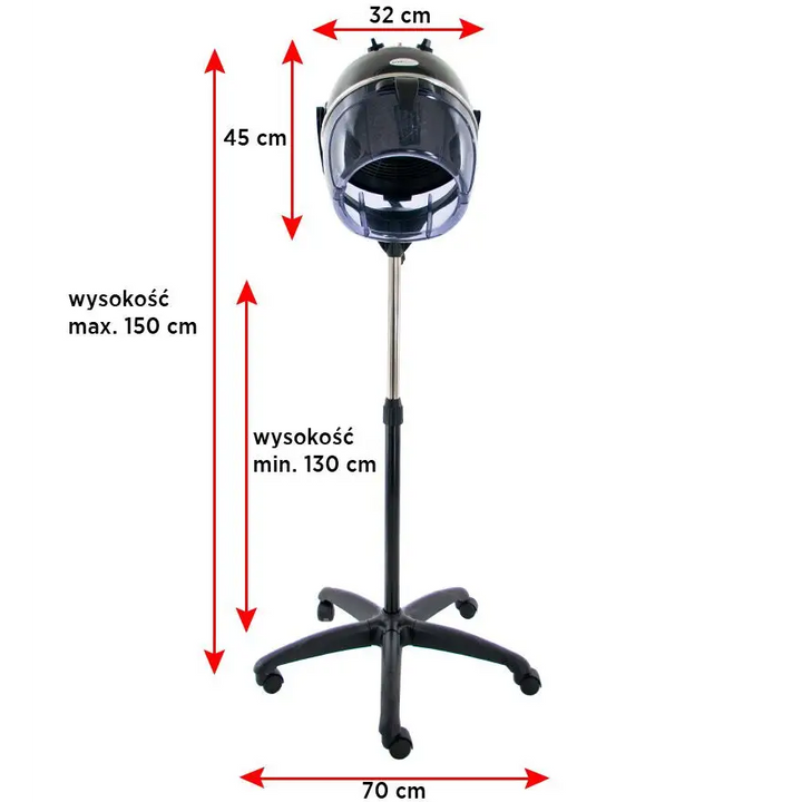 Verstellbare Salon-Haartrockner Gabbiano Trockenhaube mit Stativ li-202s Schwarz