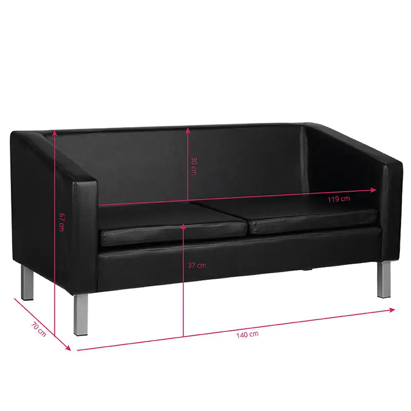 Schwarzes Gabbiano Wartezimmersofa bm18003 mit Abmessungen aus Synthetikleder