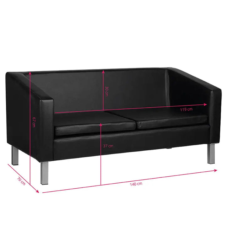 Schwarzes Gabbiano Wartezimmersofa bm18003 mit Abmessungen aus Synthetikleder