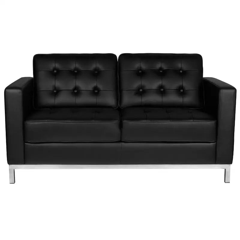 Schwarzes lederne gepolsterte Loveseat Gabbiano Wartezimmersofa bm18019
