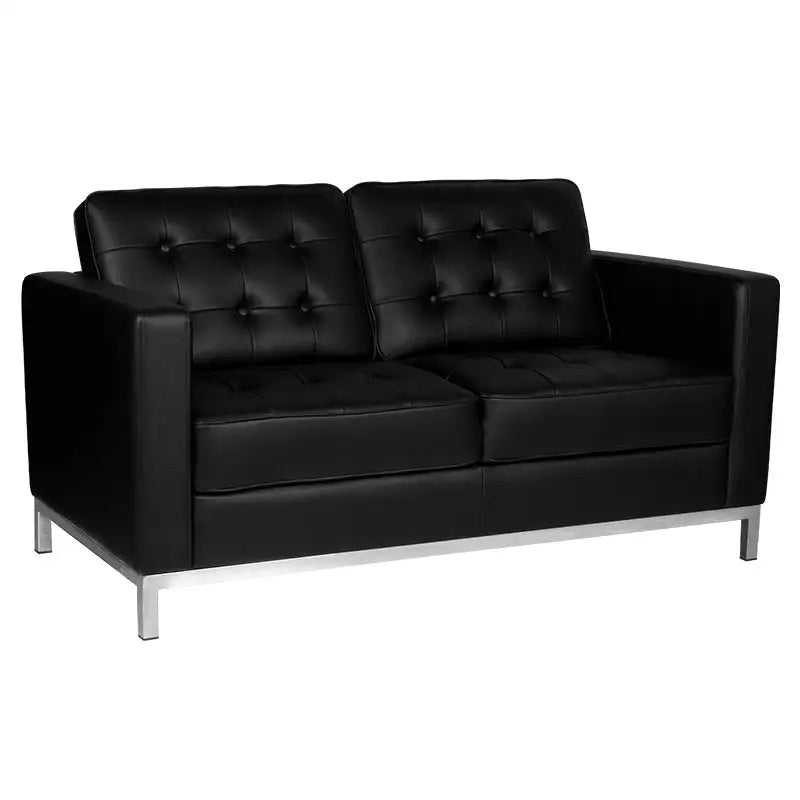 Schwarzes Ledersofa mit gesteppten Kissen im Gabbiano Wartezimmersofa bm18019 Design