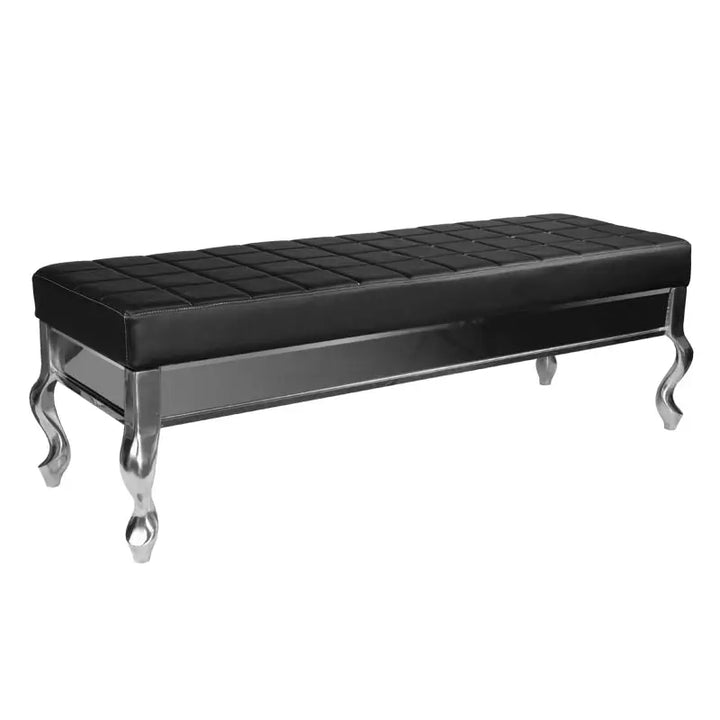 Gabbiano Wartezimmersofa f011 Schwarz, schwarzes gepolstertes Bank mit Silberfüßen