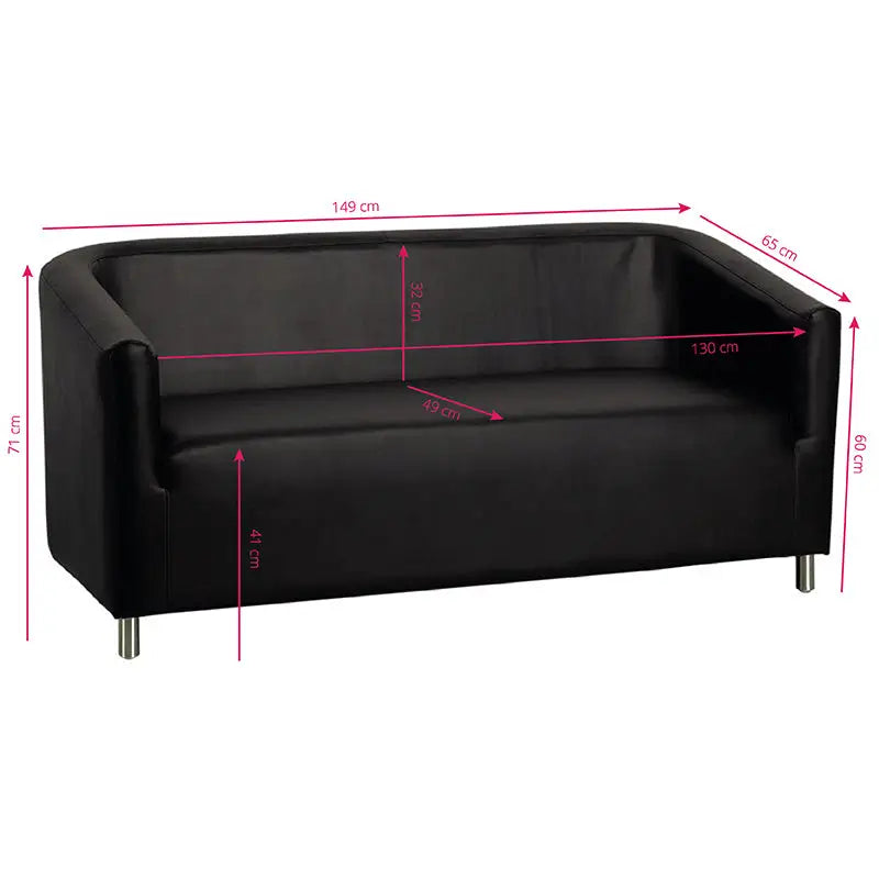 Schwarzes Leatherette Loveseat Gabbiano Wartezimmersofa M21 mit Maßen