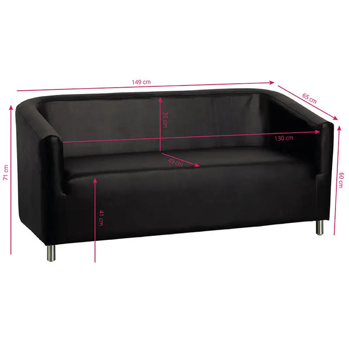 Schwarzes Leatherette Loveseat Gabbiano Wartezimmersofa M21 mit Maßen
