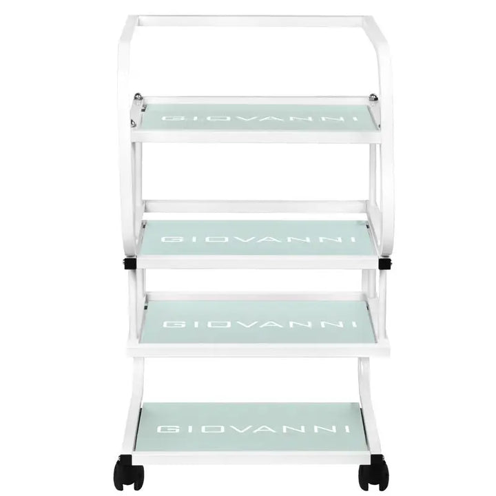 Weiße Rollenschwungwagen Giovanni Kosmetikwagen typ 1012 für Salons und Friseure