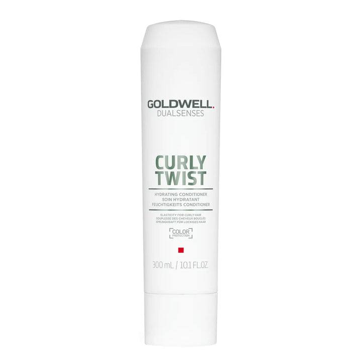 Weiße Flasche Goldwell Curls & Waves hydratisierender Conditioner auf weißen Hintergrund