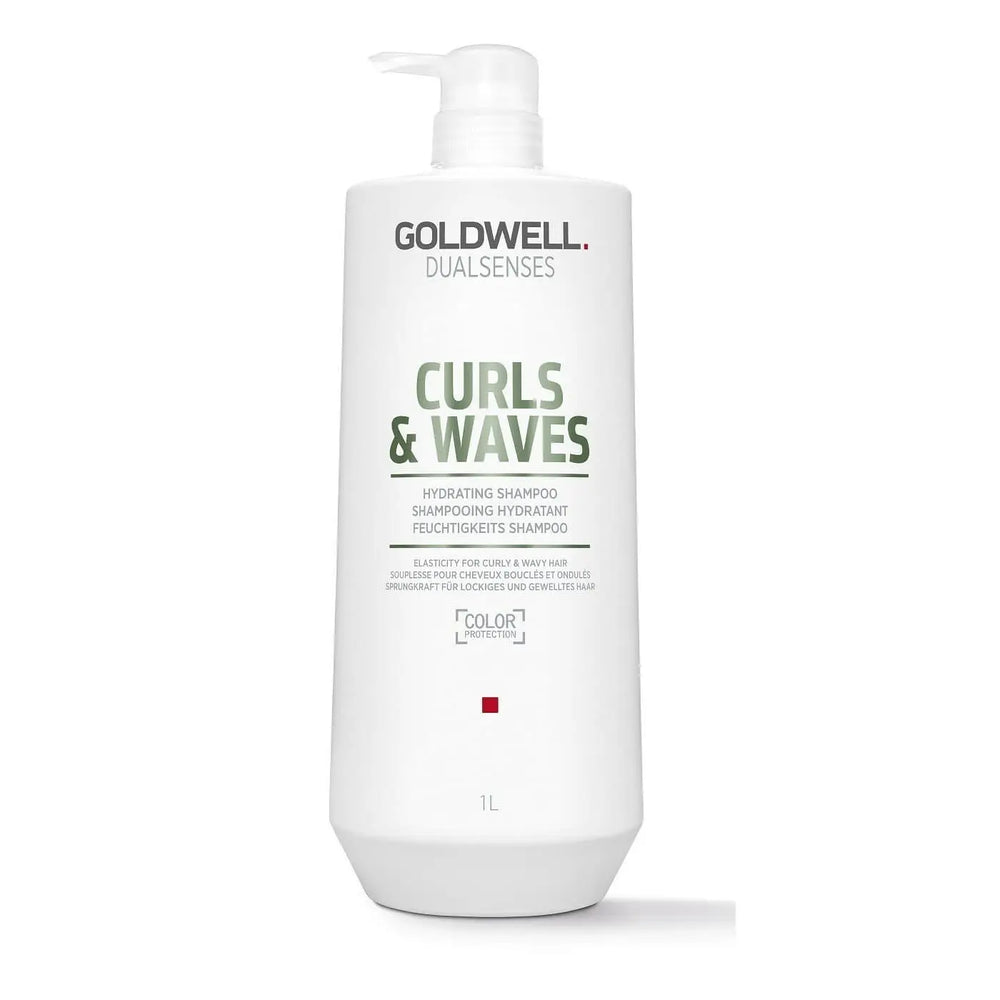 Weiße Flasche Goldwell Dualsenses Curls & Waves Shampoo auf einem weißen Hintergrund