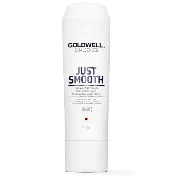 Weiße Flasche Goldwell Dualsenses Just Smooth Taming Conditioner für glattes Haar
