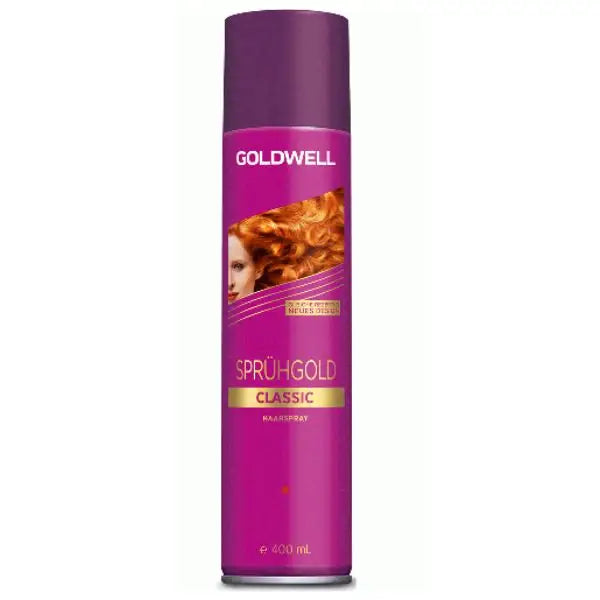 Lila und pink Haarspray Dose mit Goldwell Sprühgold Classic Produkt