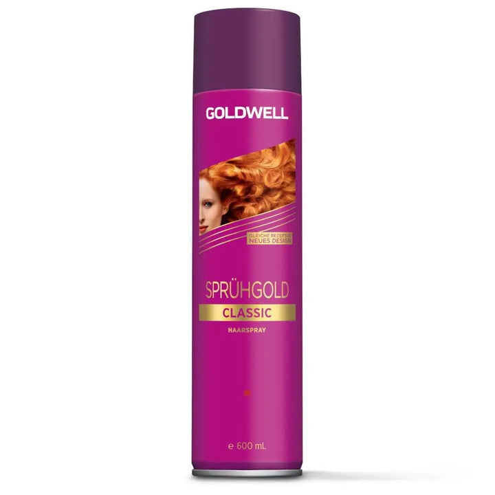 Lila Goldwell Sprühgold Classic Haarspray Dose auf weißem Hintergrund