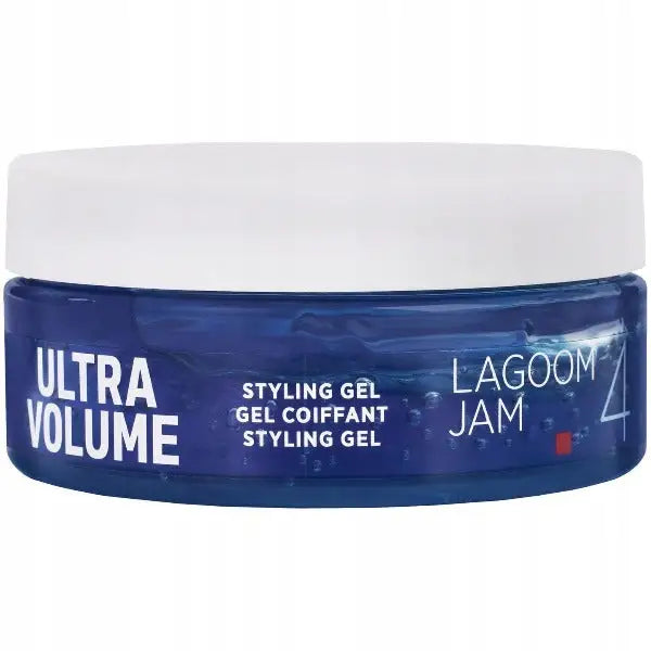 Blaues Haargel Goldwell Stylesign Ultra Volume Gel 4 Lagoom Jam auf weißem Hintergrund