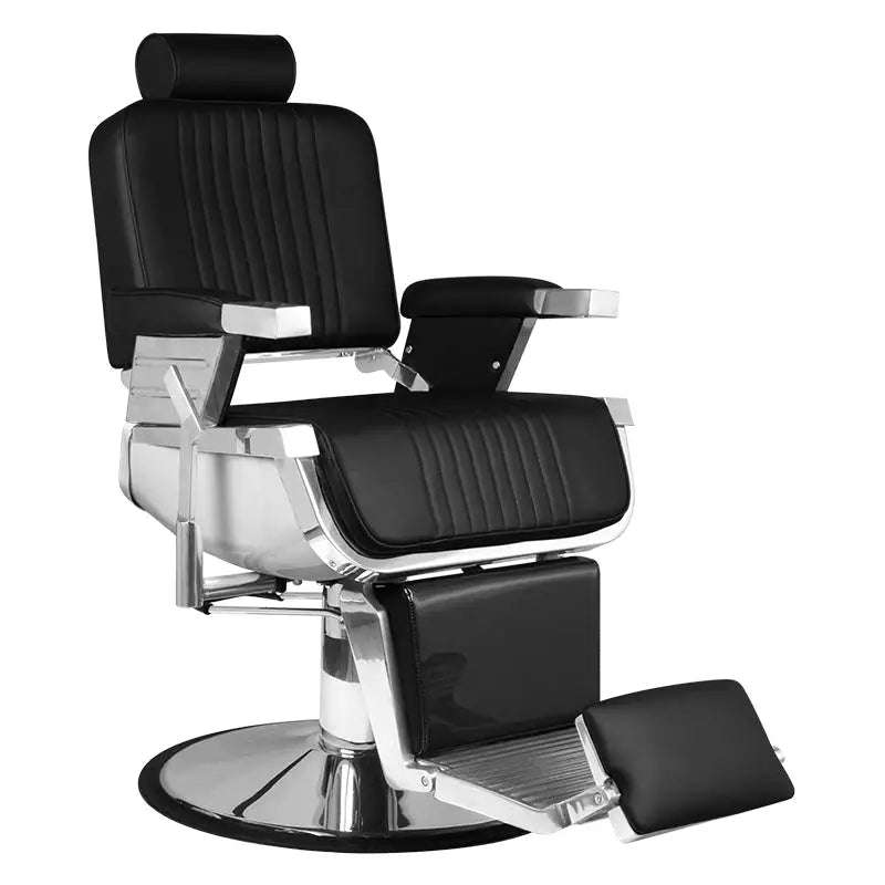 Schwarzer und chrom. Barbersessel Hair System Barberstuhl Royal X schwarz