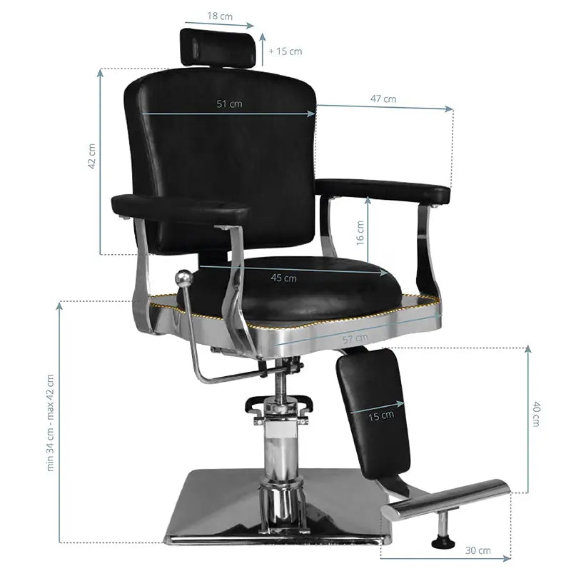 Hair System Barbierstuhl SM180 Schwarz - Friseurstuhl