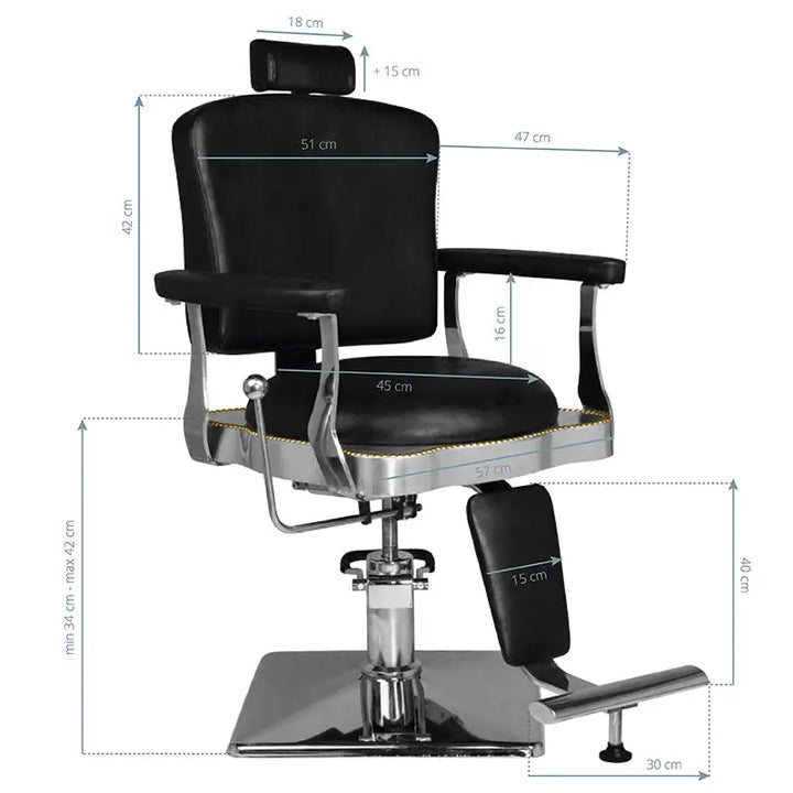 Hair System Barbierstuhl SM180 Schwarz - Friseurstuhl