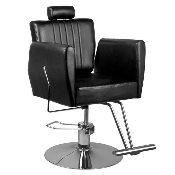 Schwarzer Ledersalonstuhl Hair System Friseurstuhl 0-179 für Friseurbetrieb
