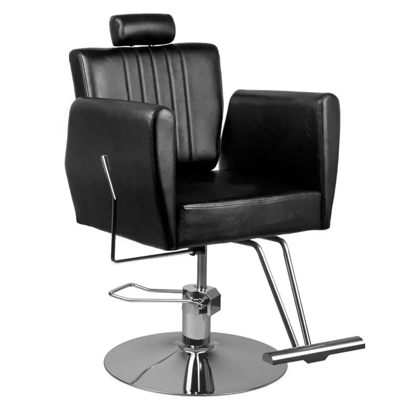 Schwarzer Ledersalonstuhl Hair System Friseurstuhl 0-179 für Friseurbetrieb