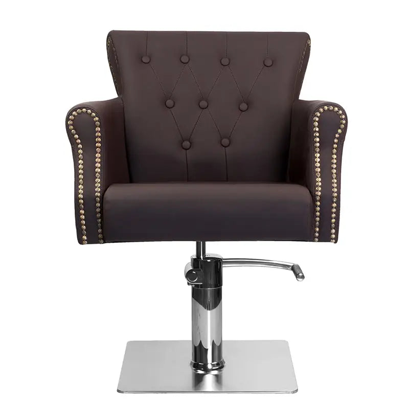 Brauner Ledersalonstuhl Hair System Friseurstuhl BER 8541 Braun