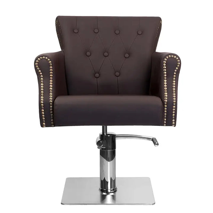 Brauner Ledersalonstuhl Hair System Friseurstuhl BER 8541 Braun