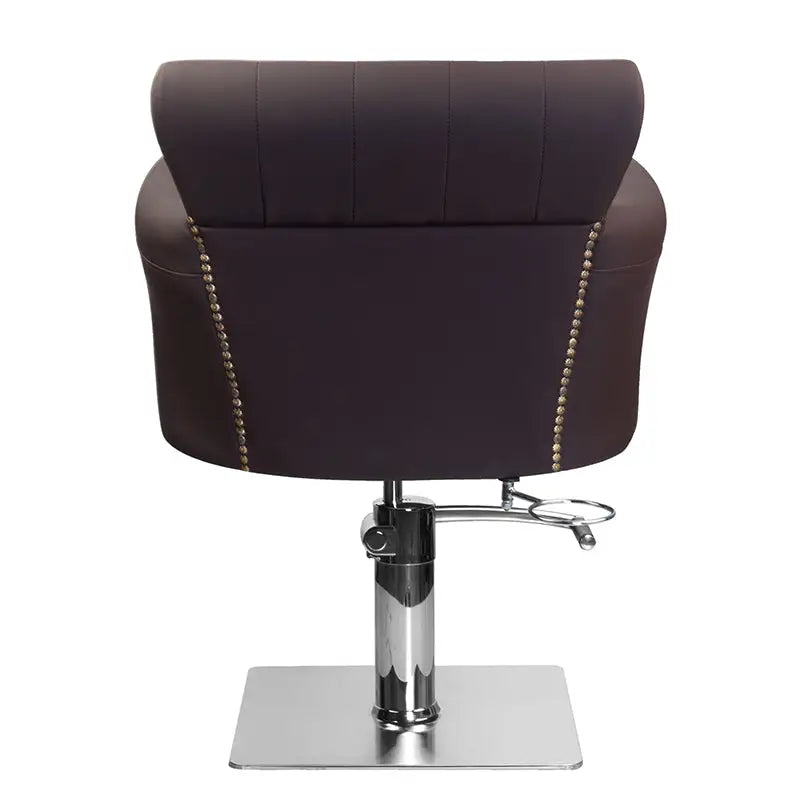 Brauner Friseurstuhl mit Chromfuß für das Hair System Friseurstuhl BER 8541 Braun
