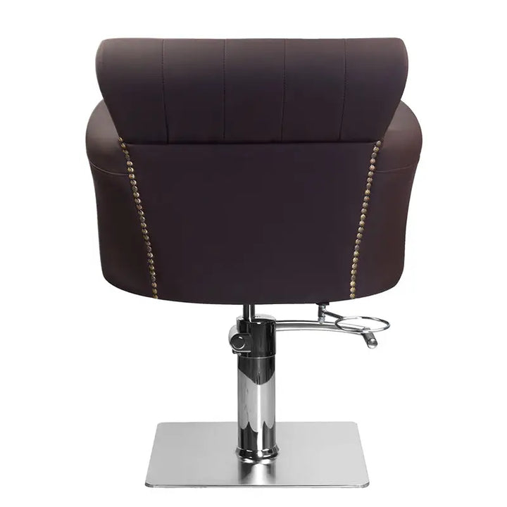Brauner Friseurstuhl mit Chromfuß für das Hair System Friseurstuhl BER 8541 Braun