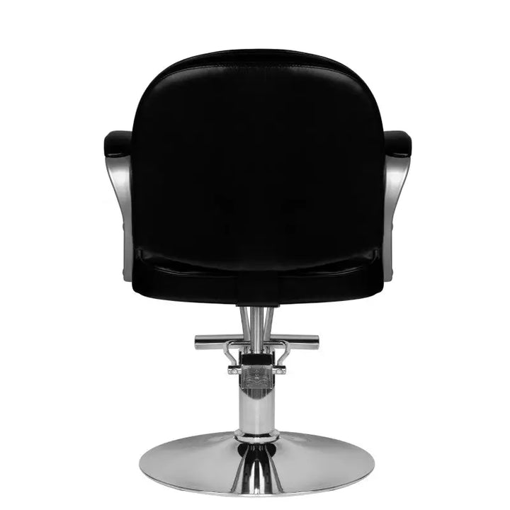 Schwarzer Friseurstuhl mit Chrombasis für das Hair System Friseurstuhl HS00 Schwarz