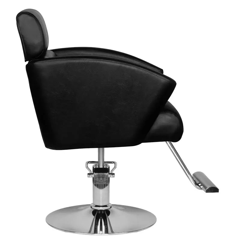 Schwarzer Friseurstuhl HS02 mit Chrombasis für professionellen Salonkomfort
